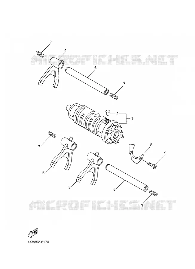 BARILLET DE SELECTION / FOURCHETTES Yamaha MOTO 1000 2003 R1  YZF-R1