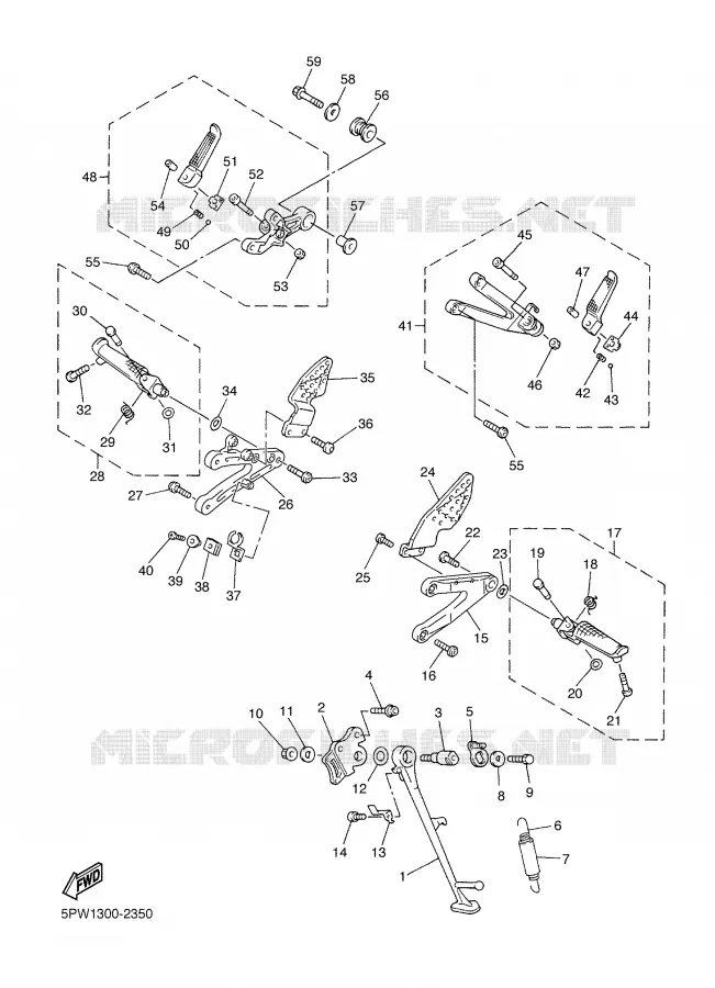 SUPPORT / REPOSE PIEDS Yamaha MOTO 1000 2003 R1  YZF-R1