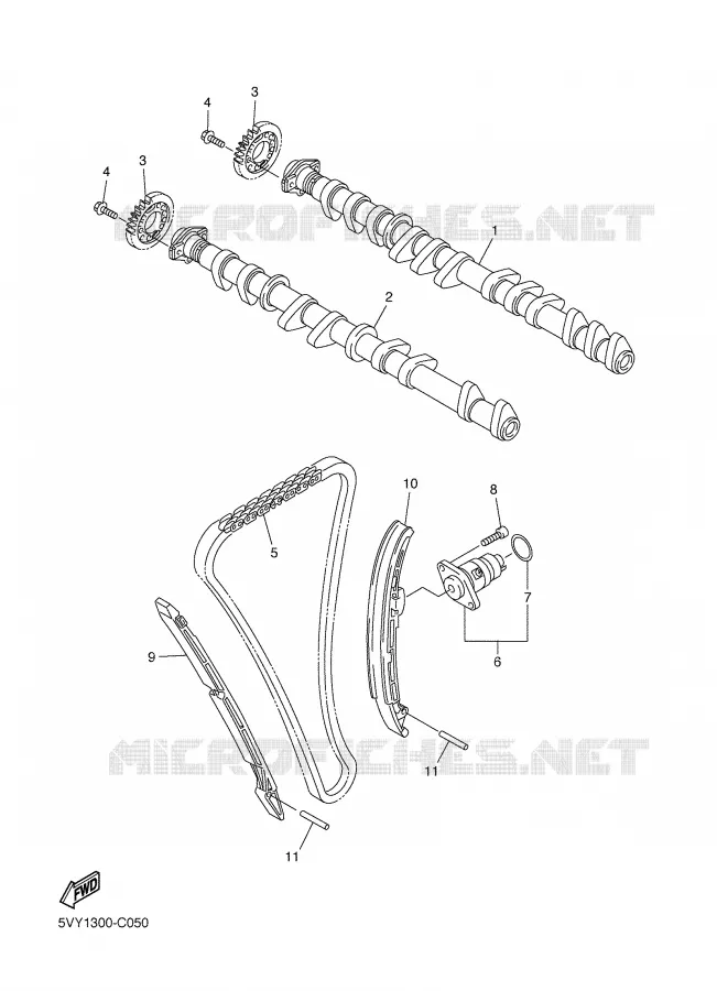 ARBRE A CAMES / CHAINE DE DISTRIBUTION Yamaha MOTO 1000 2004 R1  YZF-R1