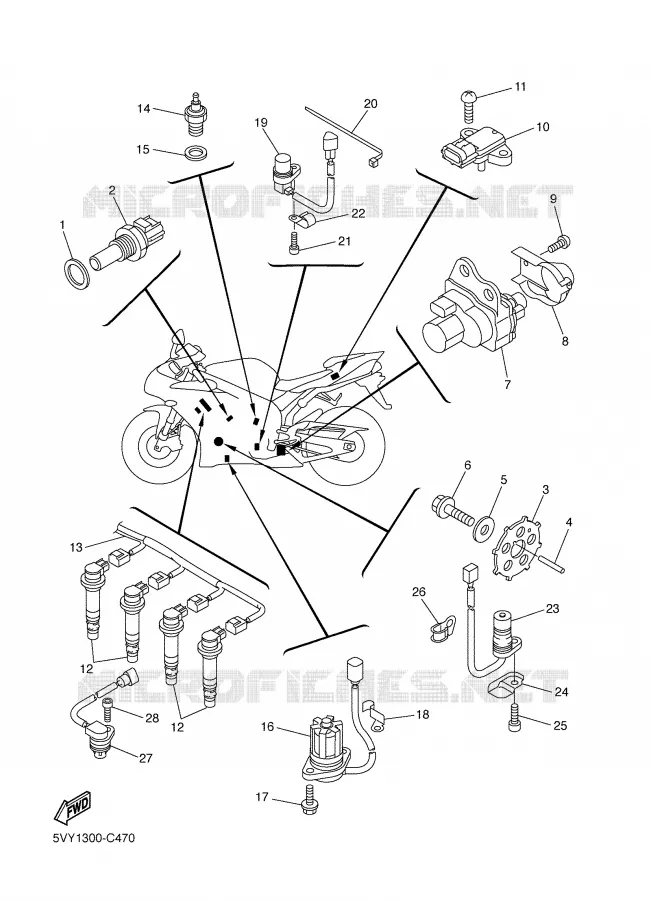 PARTIE ELECTRIQUE 1 Yamaha MOTO 1000 2005 R1  YZF-R1