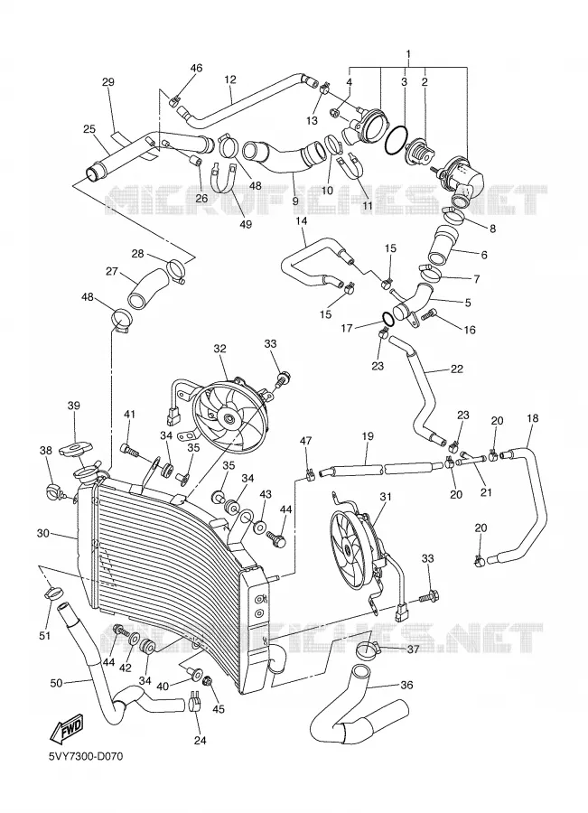 RADIATEUR / DURITES Yamaha MOTO 1000 2005 R1  YZF-R1