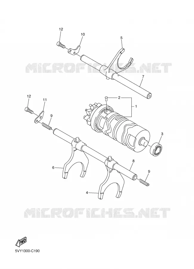 BARILLET DE SELECTION / FOURCHETTES Yamaha MOTO 1000 2005 R1  YZF-R1