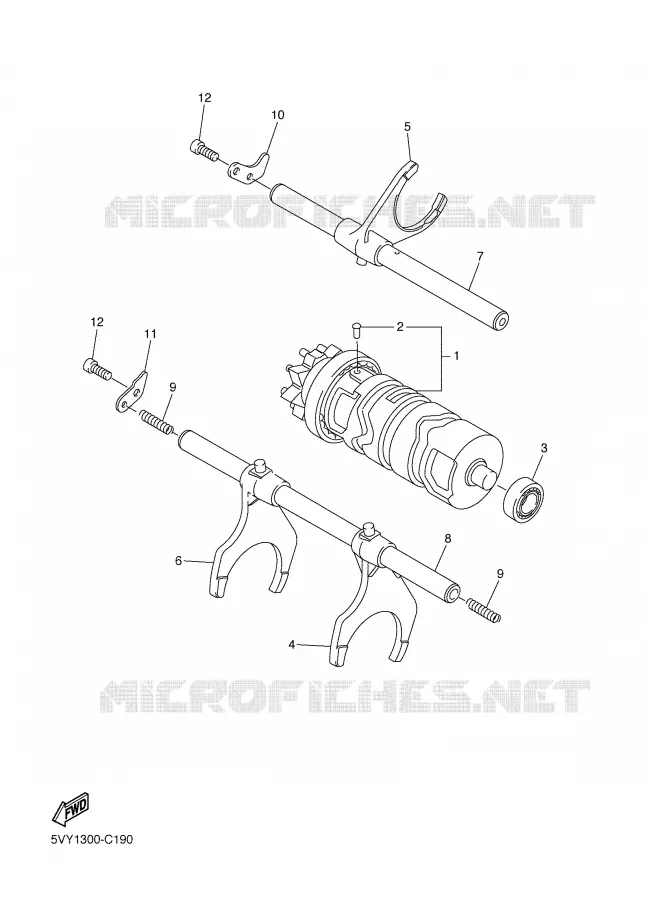 BARILLET DE SELECTION / FOURCHETTE Yamaha MOTO 1000 2007 R1  YZF-R1