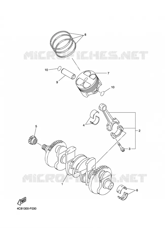 VILEBREQUIN / PISTON Yamaha MOTO 1000 2008 R1  YZF-R1