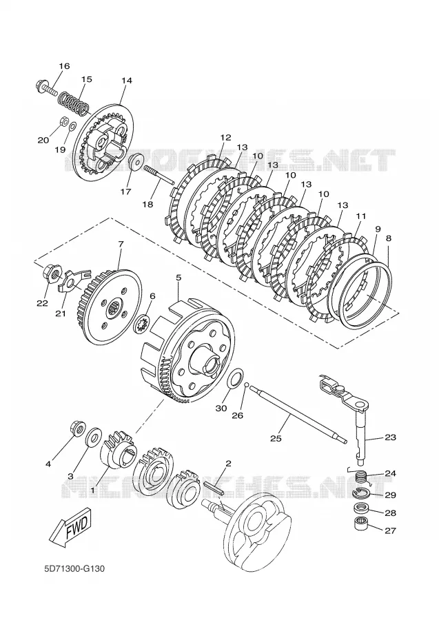 EMBRAYAGE DE DEMARREUR Yamaha MOTO 125 2008 R125  YZF-R125