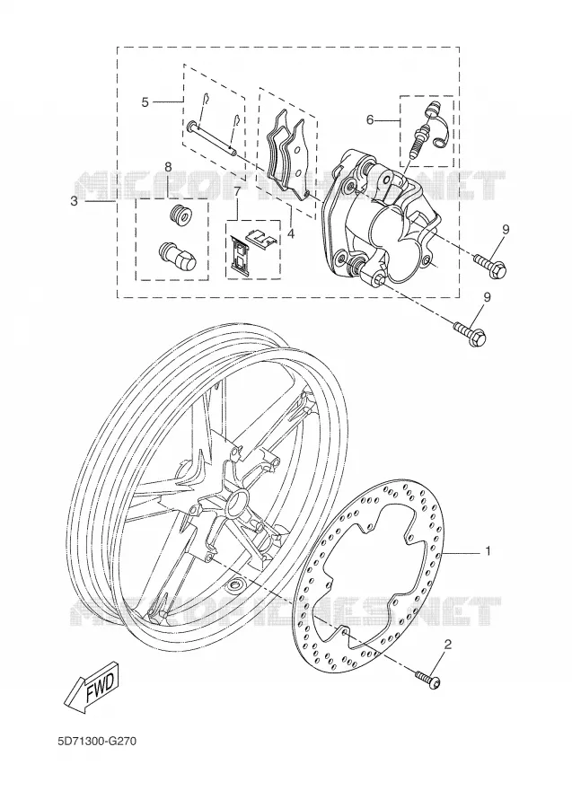 ETRIER DE FREIN AVANT Yamaha MOTO 125 2008 R125  YZF-R125
