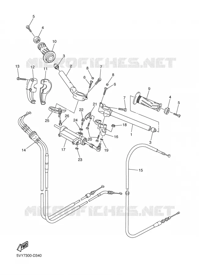 GUIDON ET CABLES Yamaha MOTO 1000 2006 R1  YZF-R1S