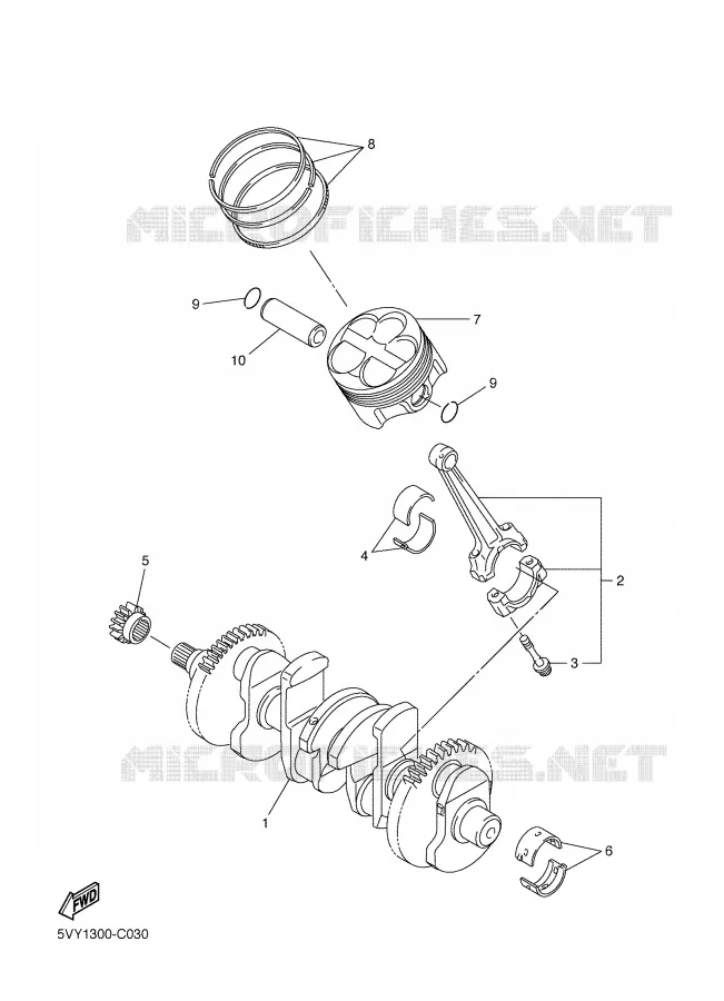VILEBREQUIN / PISTON Yamaha MOTO 1000 2006 R1  YZF-R1S