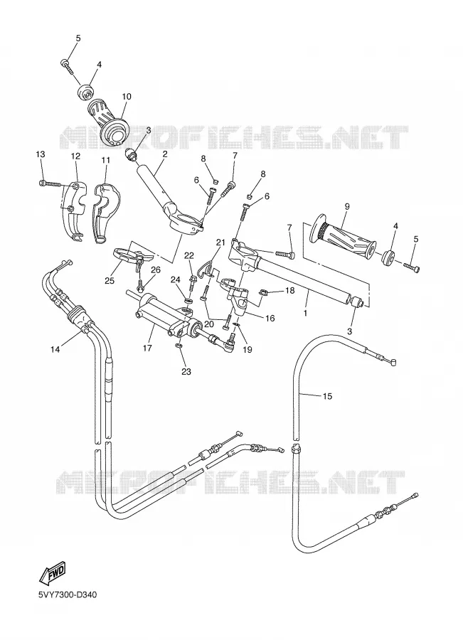 GUIDON ET CABLES Yamaha MOTO 1000 2006 R1  YZF-R1S