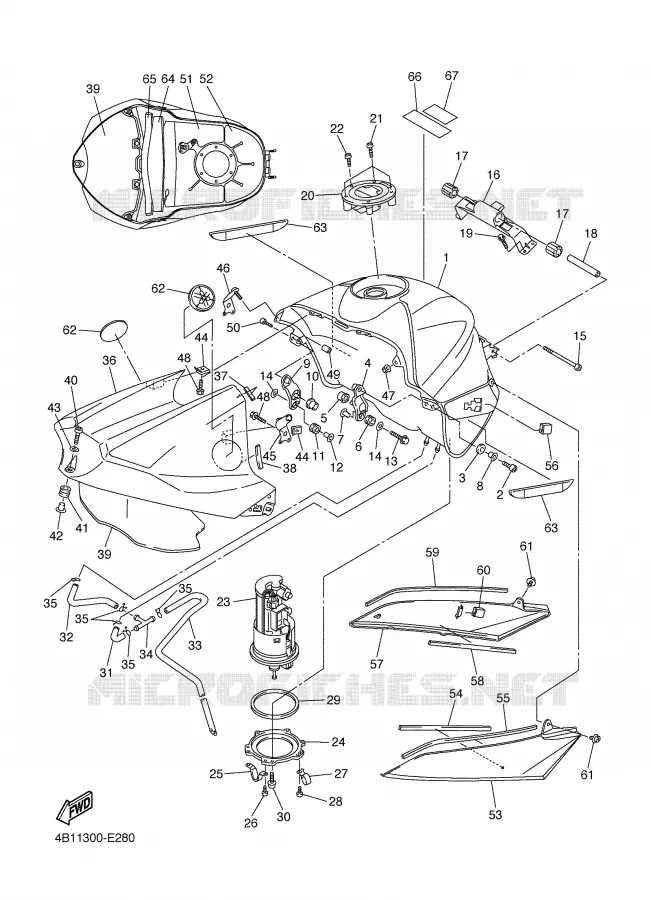 RESERVOIR A ESSENCE Yamaha MOTO 1000 2006 R1  YZF-R1SV