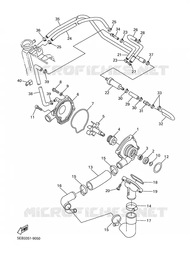 POMPE A EAU / DURITES Yamaha MOTO 600 1999 R6  YZF-R6