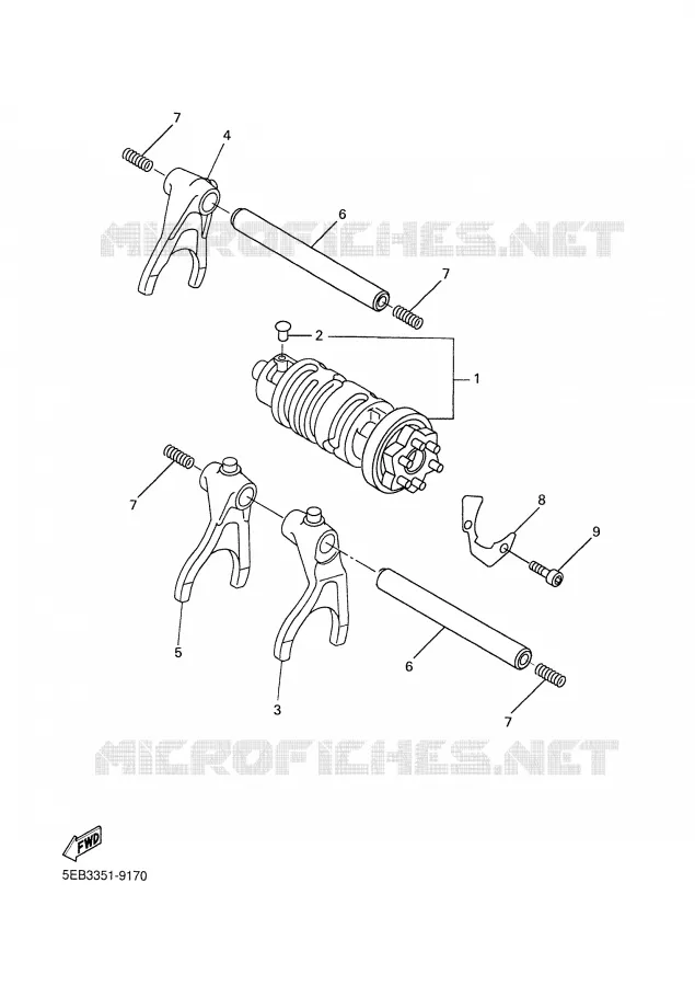 BARILLET DE SELECTION / FOURCHETTES Yamaha MOTO 600 1999 R6  YZF-R6