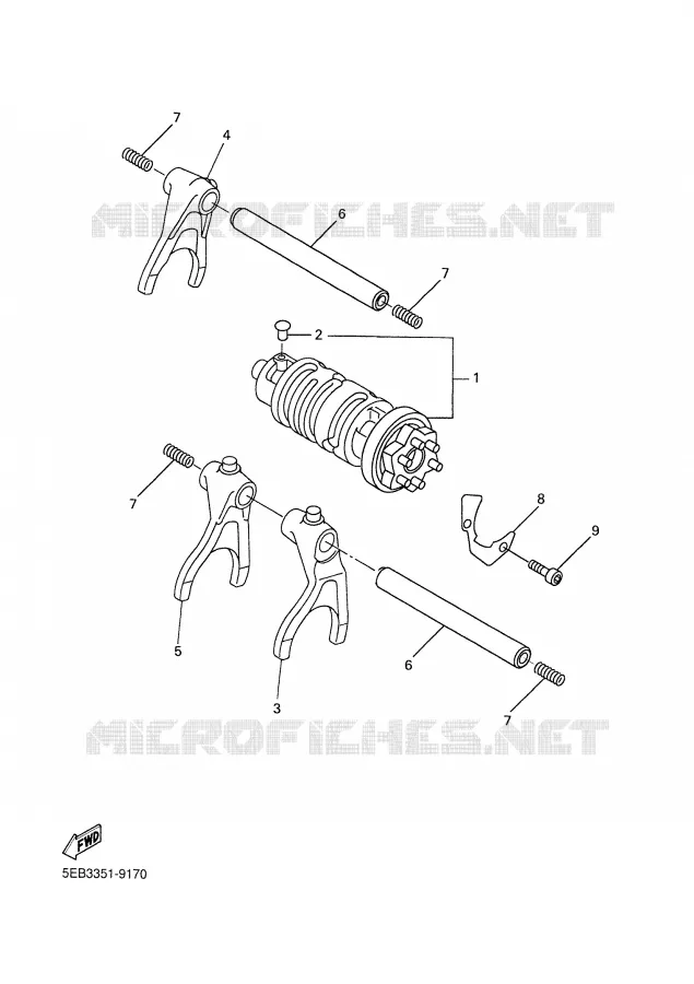 BARILLET DE SELECTION / FOURCHETTES Yamaha MOTO 600 2001 R6  YZF-R6