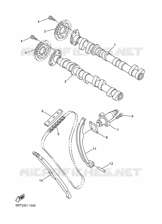 ARBRE A CAMES / CHAINE DE DISTRIBUTION Yamaha MOTO 600 2001 R6  YZF-R6