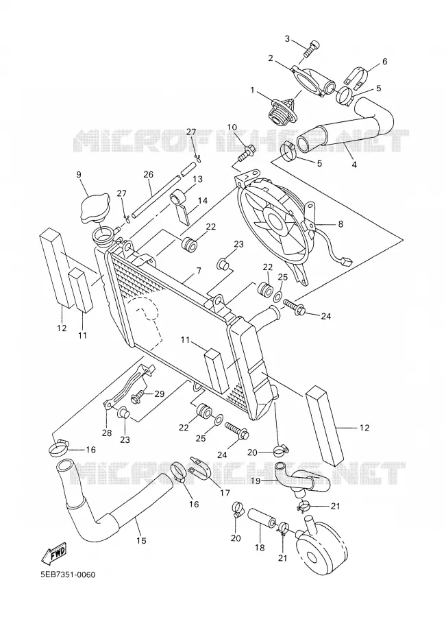 RADIATEUR / DURITES Yamaha MOTO 600 2001 R6  YZF-R6