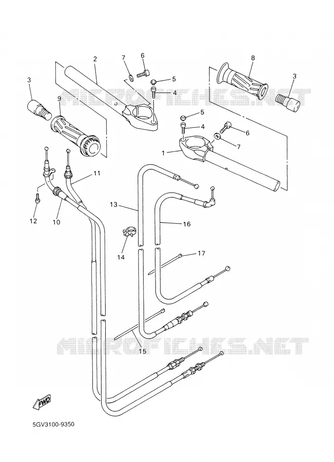 GUIDON ET CABLES Yamaha MOTO 600 2001 R6  YZF-R6