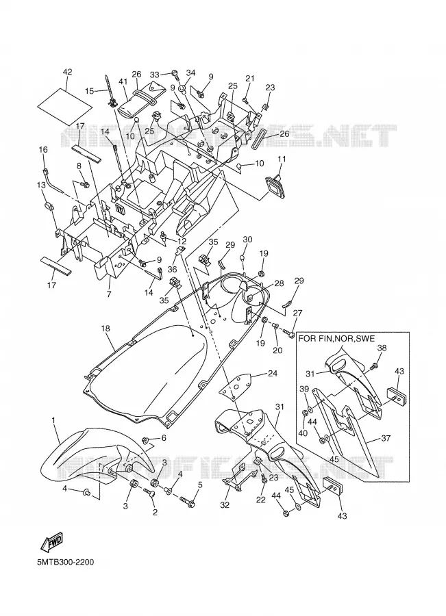 GARDE BOUE Yamaha MOTO 600 2002 R6  YZF-R6