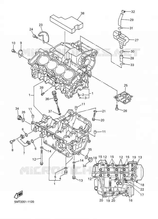 CARTER MOTEUR Yamaha MOTO 600 2002 R6  YZF-R6