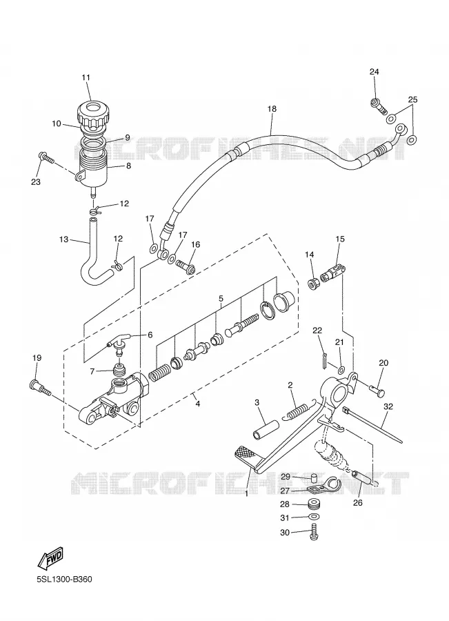 MAITRE CYLINDRE DE FREIN ARRIERE Yamaha MOTO 600 2003 R6  YZF-R6