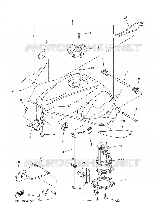 RESERVOIR A ESSENCE Yamaha MOTO 600 2004 R6  YZF-R6