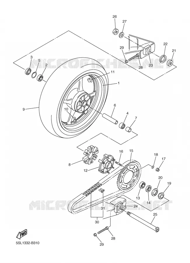 ROUE ARRIERE Yamaha MOTO 600 2004 R6  YZF-R6