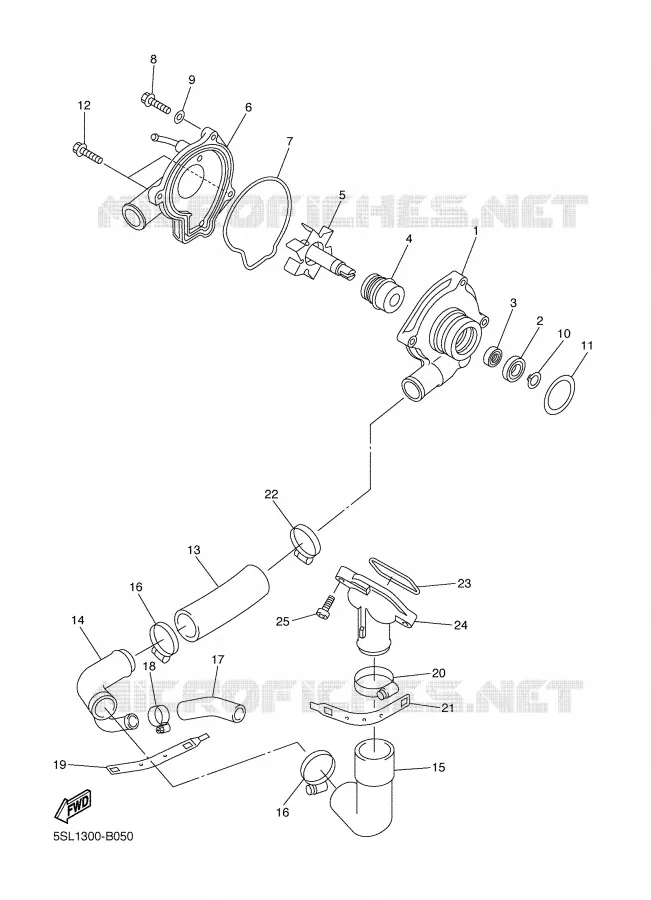 POMPE A EAU / DURITES Yamaha MOTO 600 2005 R6  YZF-R6