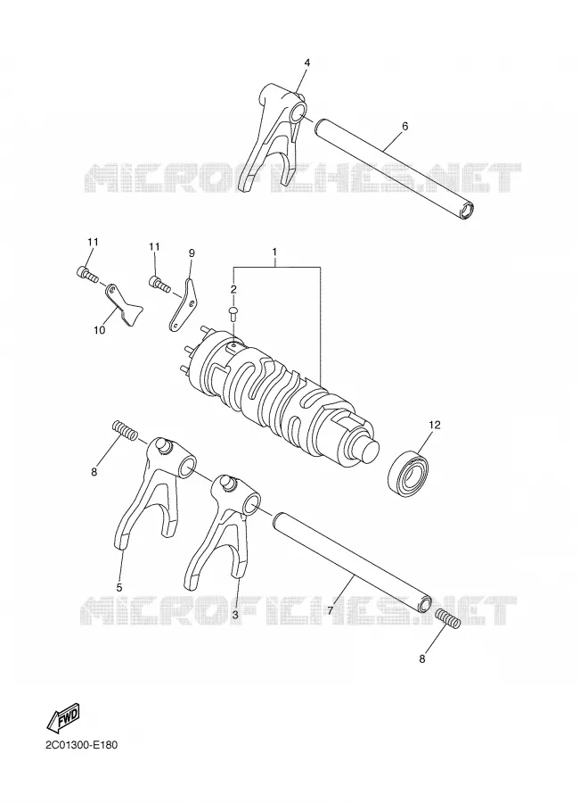 BARILLET DE SELECTION / FOURCHETTES Yamaha MOTO 600 2006 R6  YZF-R6