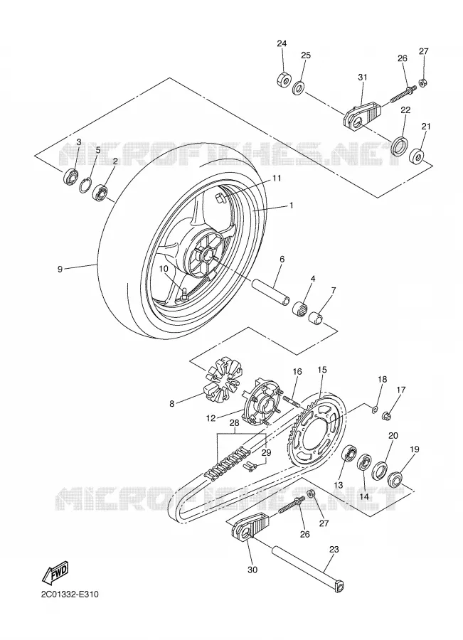 ROUE ARRIERE Yamaha MOTO 600 2007 R6  YZF-R6