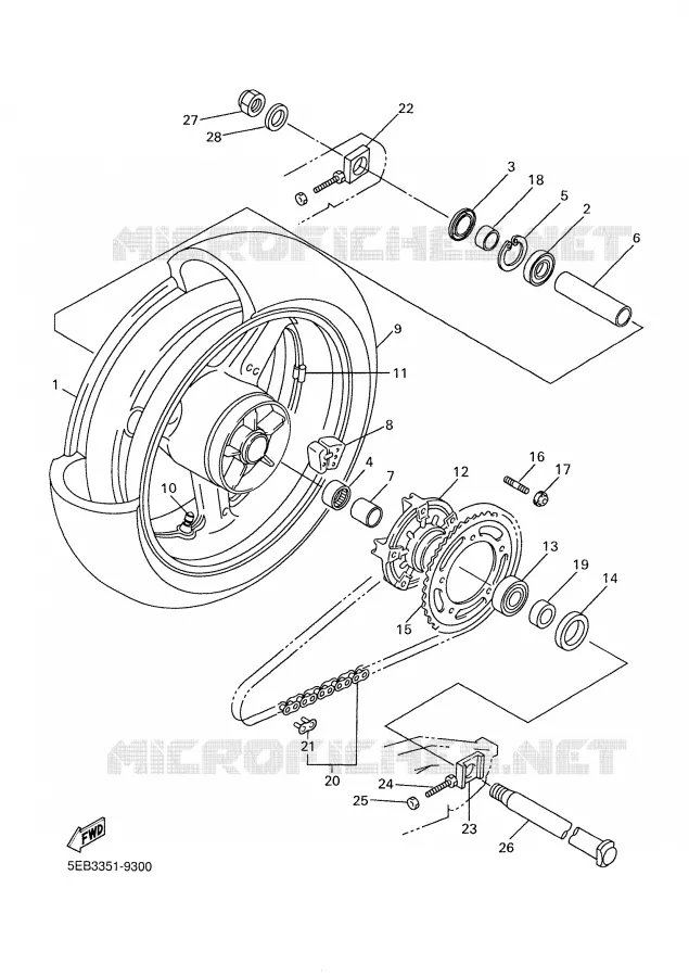 ROUE ARRIERE Yamaha MOTO 600 2000 R6  YZF-R6L