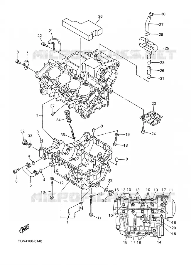 CARTER MOTEUR Yamaha MOTO 600 2000 R6  YZF-R6M