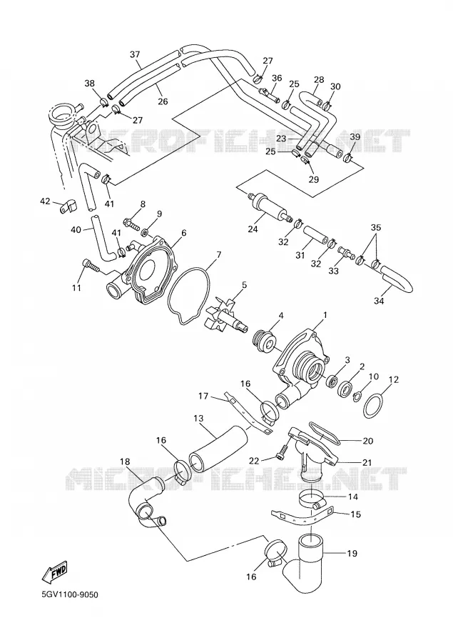 POMPE A EAU / DURITES Yamaha MOTO 600 2001 R6  YZF-R6N