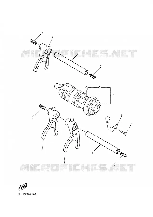 BARILLET DE SELECTION / FOURCHETTES Yamaha MOTO 750 1999 R7  YZF-R7