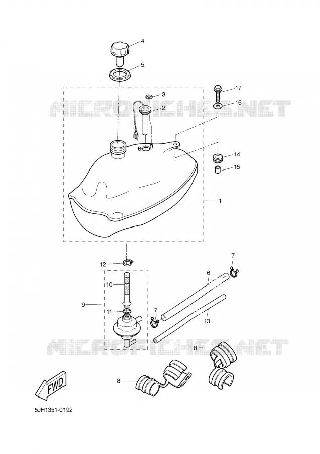 RESERVOIR A ESSENCE Yamaha SCOOTER 50 2002 SLIDER  EW50 SLIDER