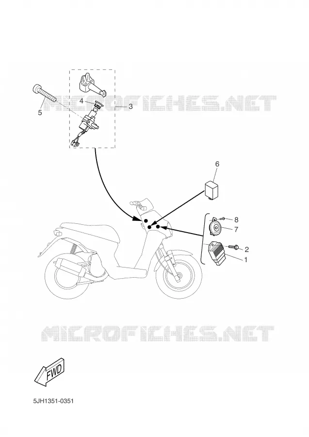 PARTIE ELECTRIQUE 1 Yamaha SCOOTER 50 2005 SLIDER  EW50N
