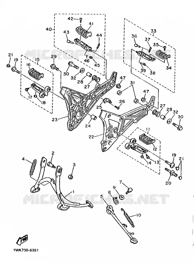 SUPPORT / REPOSE PIEDS Yamaha MOTO 1200 1986 FJ  FJ1200