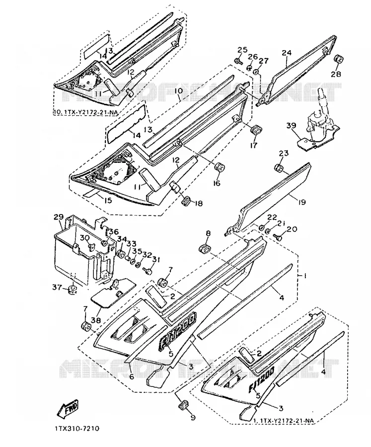 CACHE LATERAL - RESERVOIR D'HUILE Yamaha MOTO 1200 1987 FJ  FJ1200