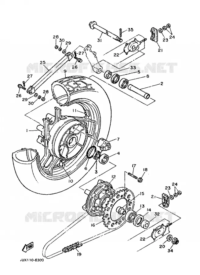 ROUE ARRIERE Yamaha MOTO 1200 1987 FJ  FJ1200