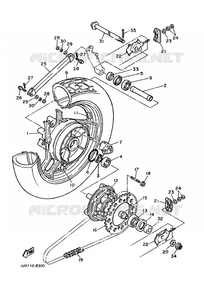 ROUE ARRIERE Yamaha MOTO 1200 1987 FJ  FJ1200