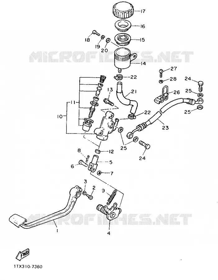 MAITRE CYLINDRE DE FREIN ARRIERE Yamaha MOTO 1200 1987 FJ  FJ1200