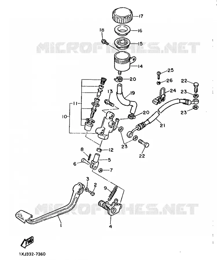 MAITRE CYLINDRE DE FREIN ARRIERE Yamaha MOTO 1200 1987 FJ  FJ1200