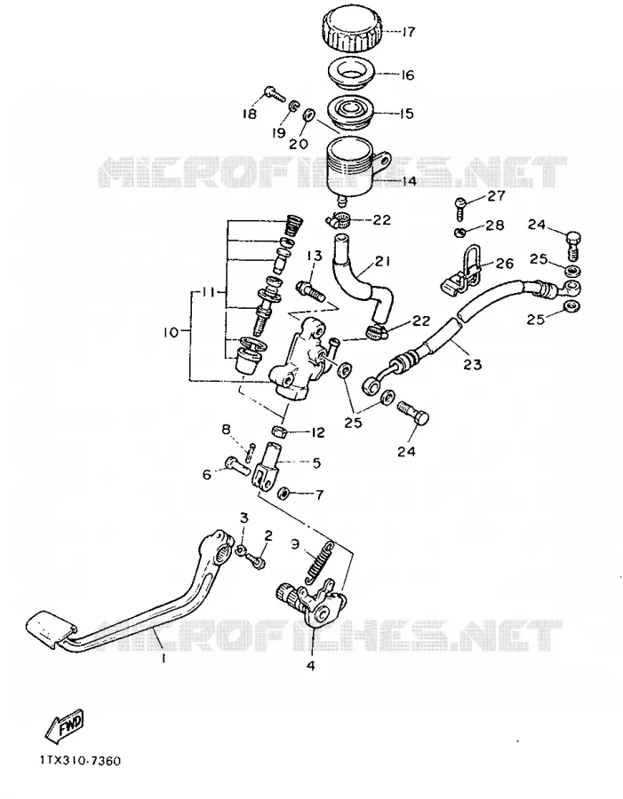 MAITRE CYLINDRE DE FREIN ARRIERE Yamaha MOTO 1200 1987 FJ  FJ1200