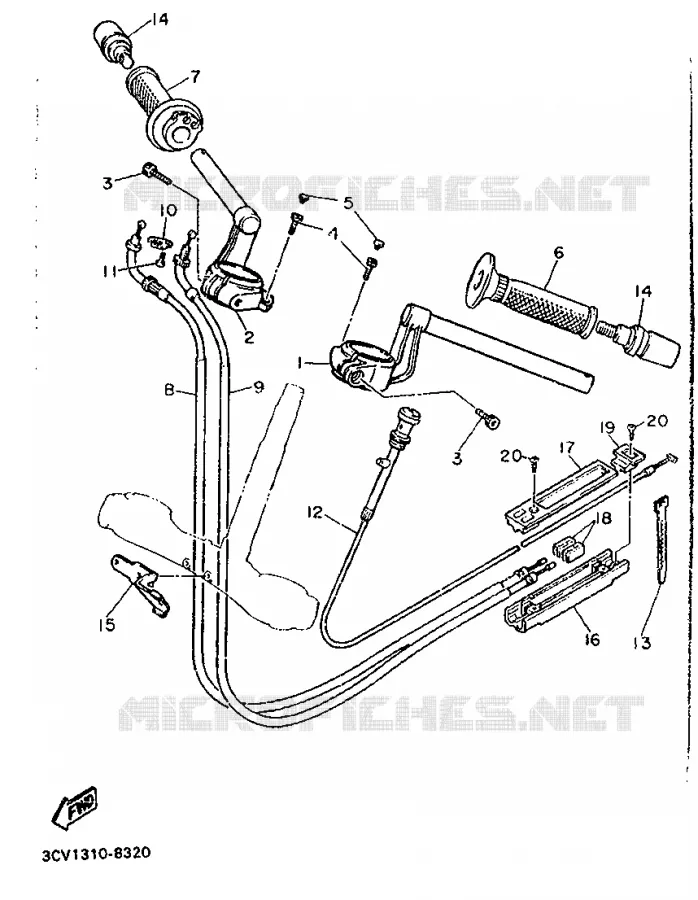 GUIDON ET CABLES Yamaha MOTO 1200 1988 FJ  FJ1200