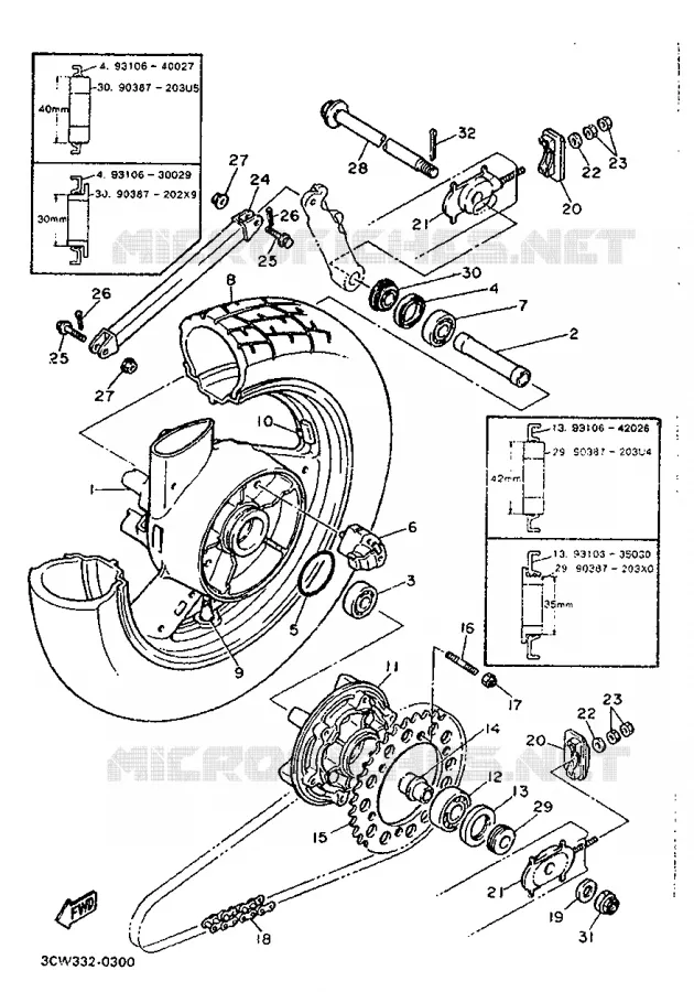 ROUE ARRIERE Yamaha MOTO 1200 1990 FJ  FJ1200