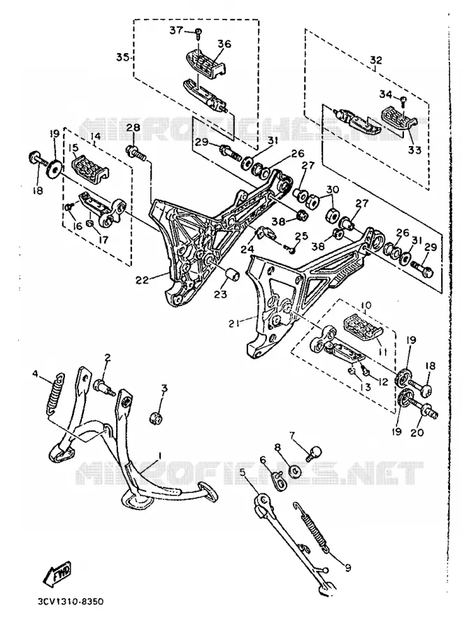 SUPPORT / REPOSE PIEDS Yamaha MOTO 1200 1990 FJ  FJ1200
