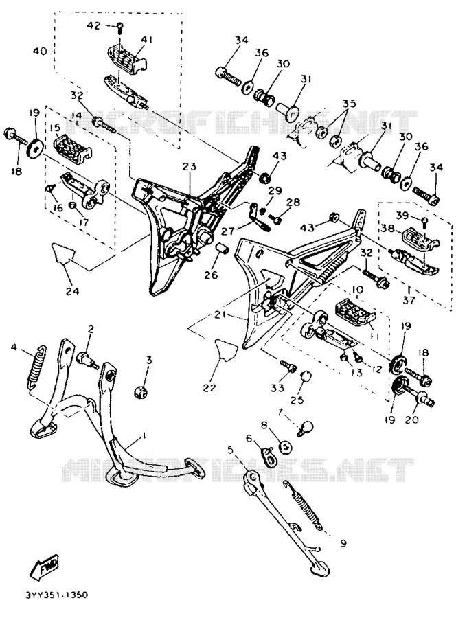 SUPPORT / REPOSE PIEDS Yamaha MOTO 1200 1991 FJ  FJ1200