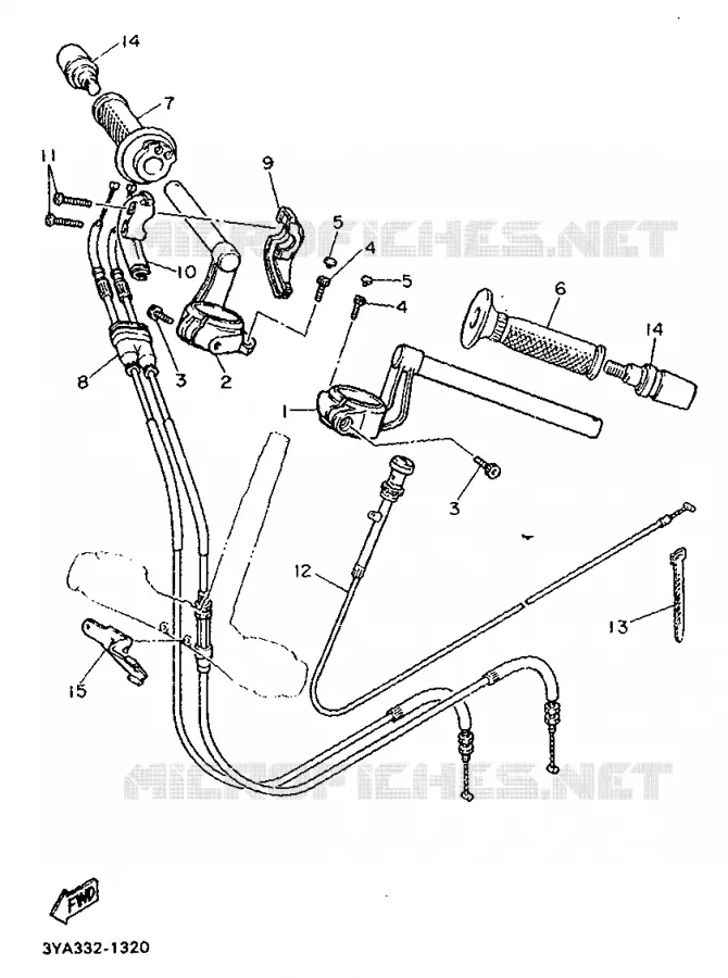 GUIDON ET CABLES Yamaha MOTO 1200 1991 FJ  FJ1200