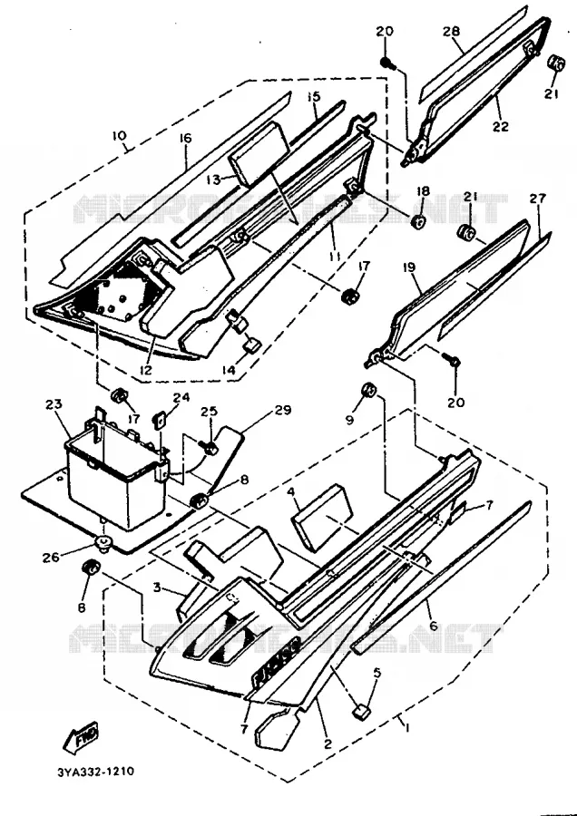 CACHE LATERAL - RESERVOIR D'HUILE Yamaha MOTO 1200 1992 FJ  FJ1200