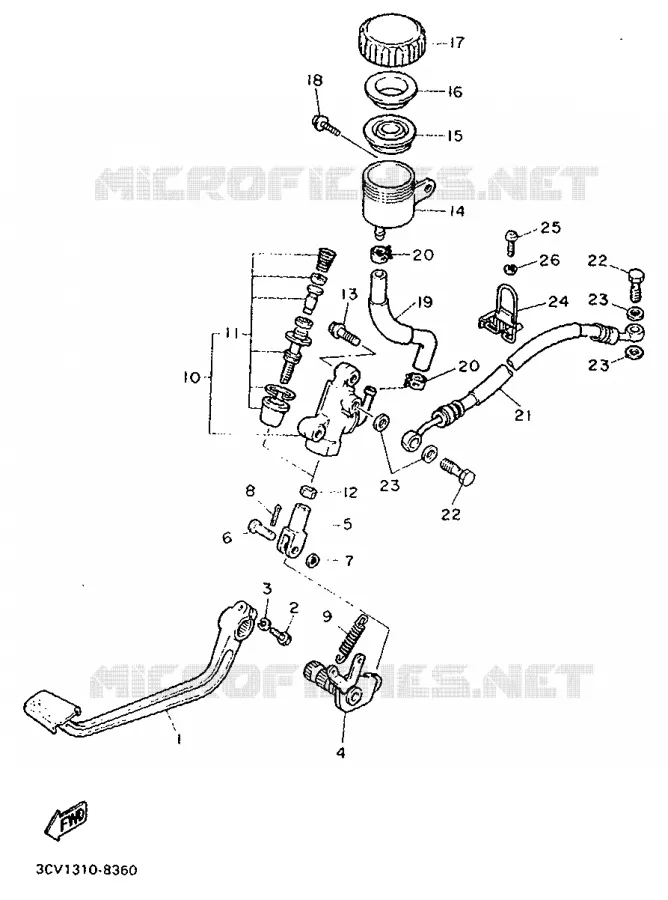 MAITRE CYLINDRE DE FREIN ARRIERE Yamaha MOTO 1200 1992 FJ  FJ1200