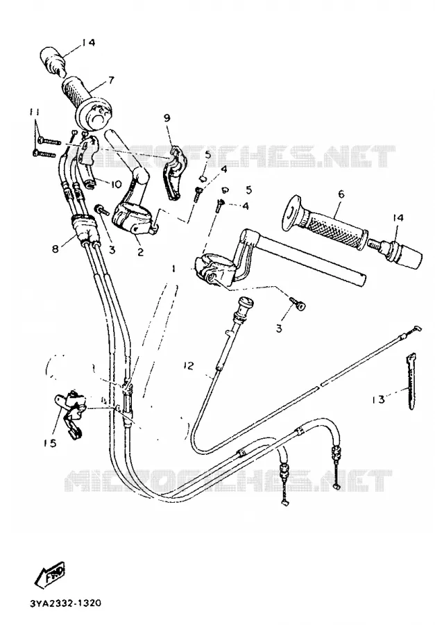 GUIDON ET CABLES Yamaha MOTO 1200 1991 FJ ABS  FJ1200A