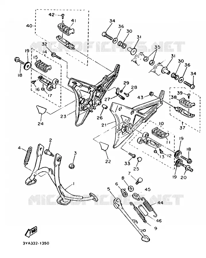 SUPPORT / REPOSE PIEDS Yamaha MOTO 1200 1992 FJ ABS  FJ1200A